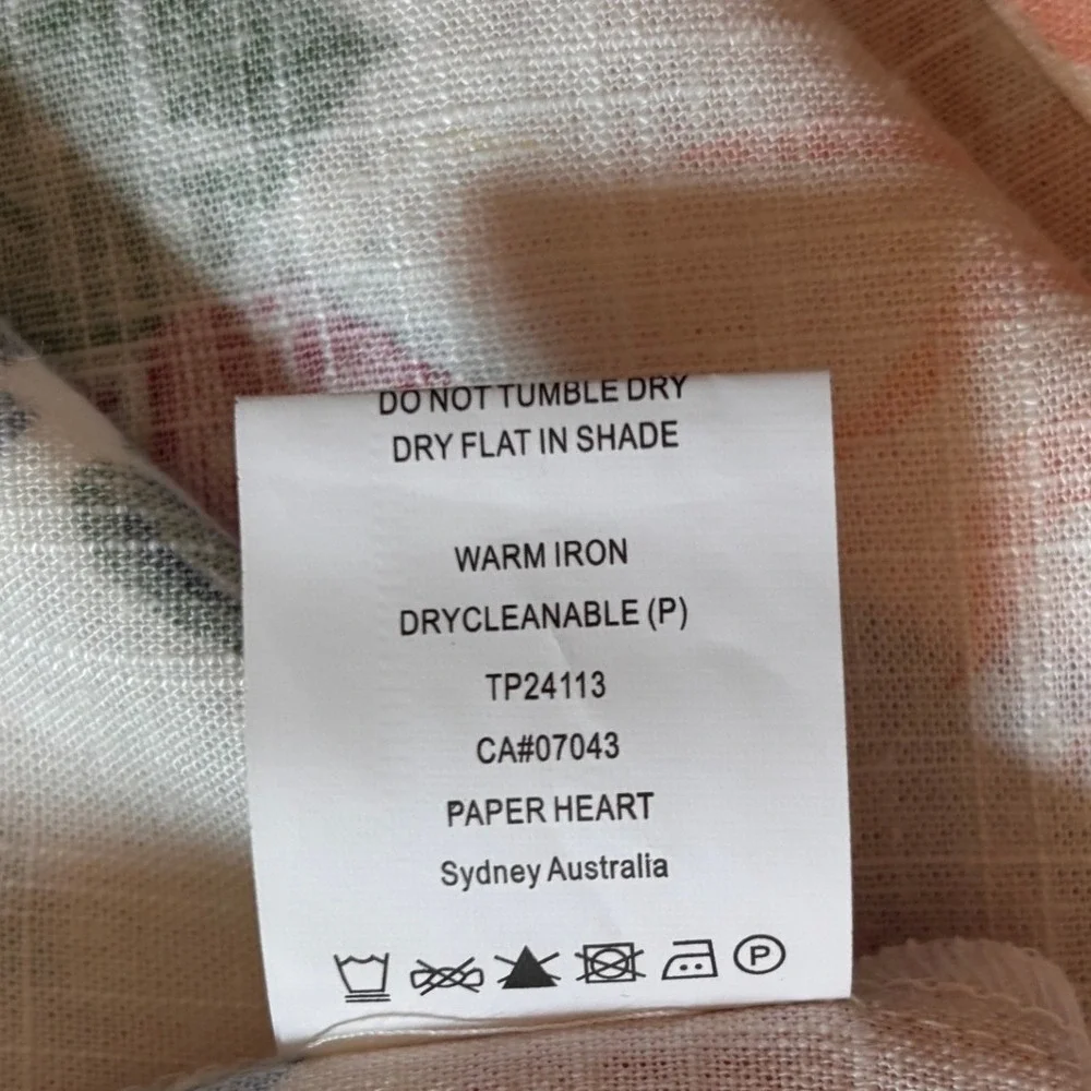 Anthropologie Paper Heart Fresh Fruits Maxi Dress Womens 4 Tropical Linen Blend - Picture 10 of 11